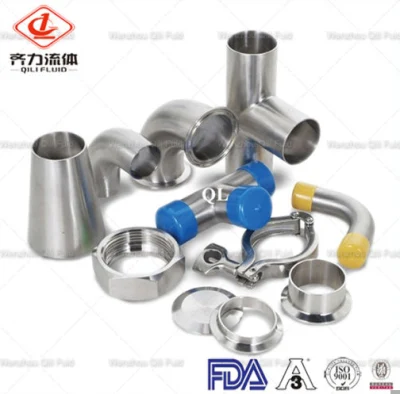 3A SMS DIN Stainless Steel Hygienic Polished Elbow Bend, Tee, Reducer Pipe Fittings