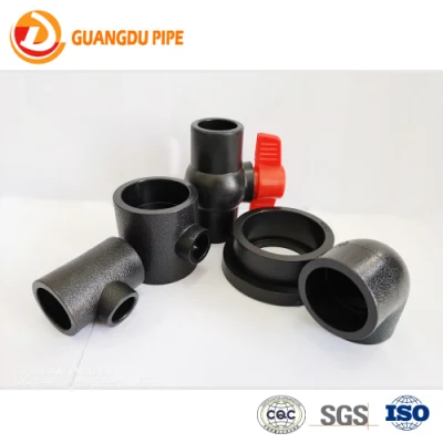 Competitive Price Plastic 90 Degree Elbow Flange Tee Connector Reducer Coupling Sanitary HDPE Water Pipe HDPE Fitting with Butt Fusion Welding and Electrofusion